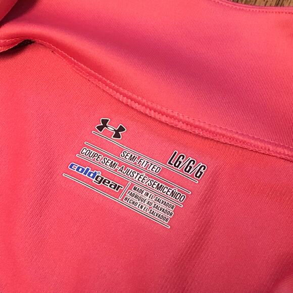 Under Armour Pink Black Semi-Fitted Coldgear Quarter Zip Jacket Size Large - Picture 11 of 11